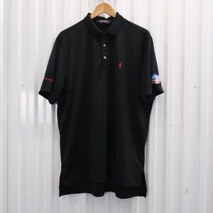 Polo Golf Ralph Lauren Mens Black Short Sleeve Polo Shirt Size L Coca Cola Delta